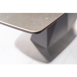 Фото2.​Стол Signal Cortez Ceramic 160 (210) x90 Серый (эффект мрамора) / Антрацит мат